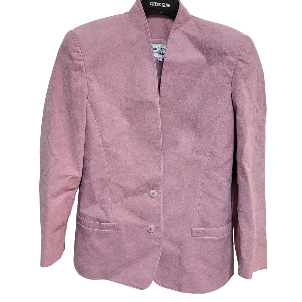 VTG‎ Roth le Cover Pink Ultra Suede Blazer Jacket Womens 4 Button Front USA